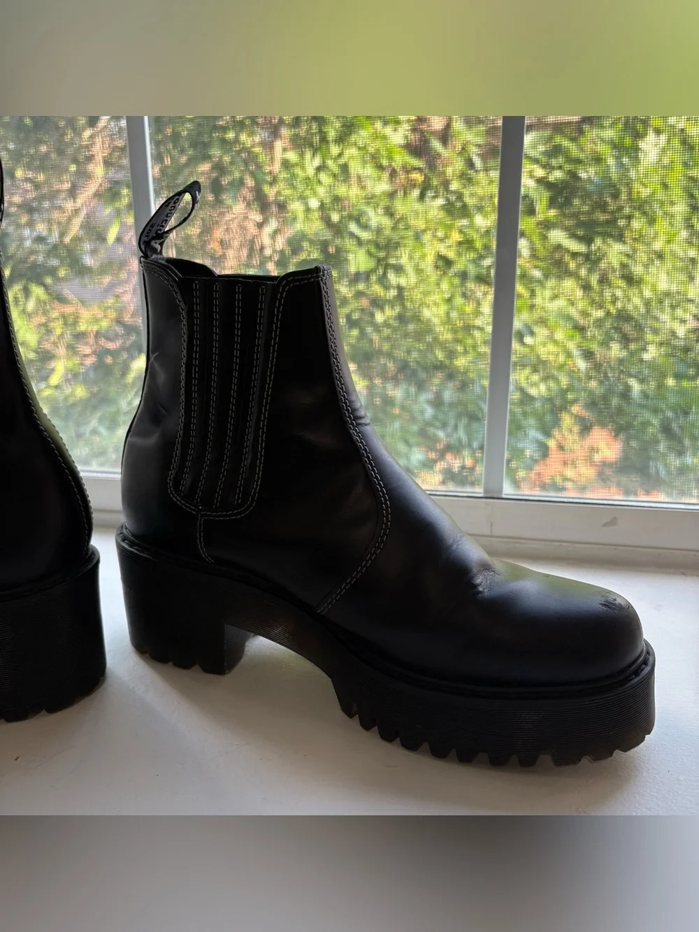 Dr. Martens Black Leather Platform Chelsea Booties